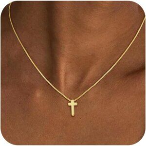 Women's 5-gold 14k Gold Plated Cross Choker Minimalist Simple Dainty Necklaces
